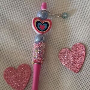 Pink Heart Charm Pen for Kids